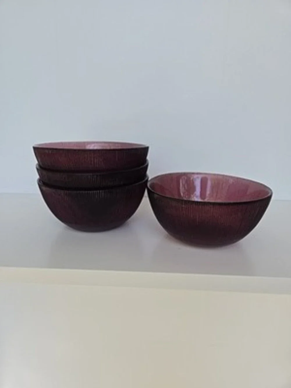 Vintage Glass Amethyst Purple Bowls - Set Of 4